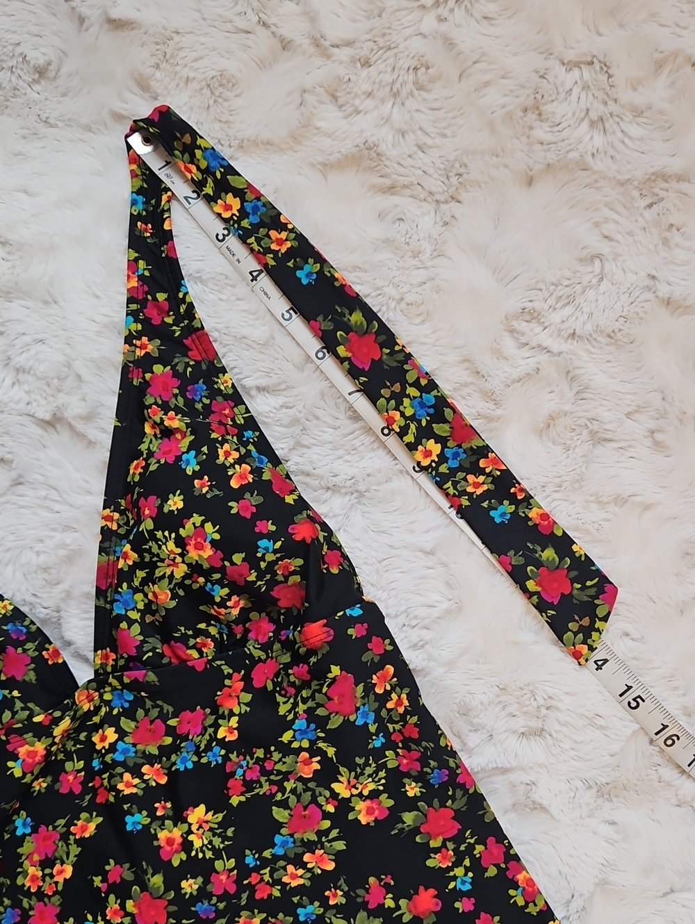 Catalina Black Floral Halter Tankini Top - Multicolor - Picture 7 of 7